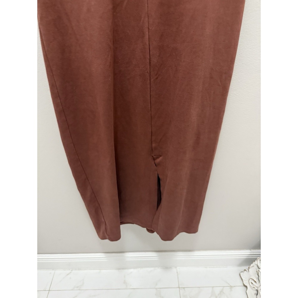 Old Navy Rust Brown Square Neck Short Sleeve Bodycon Midi Dress Size Medium - Picture 4 of 8